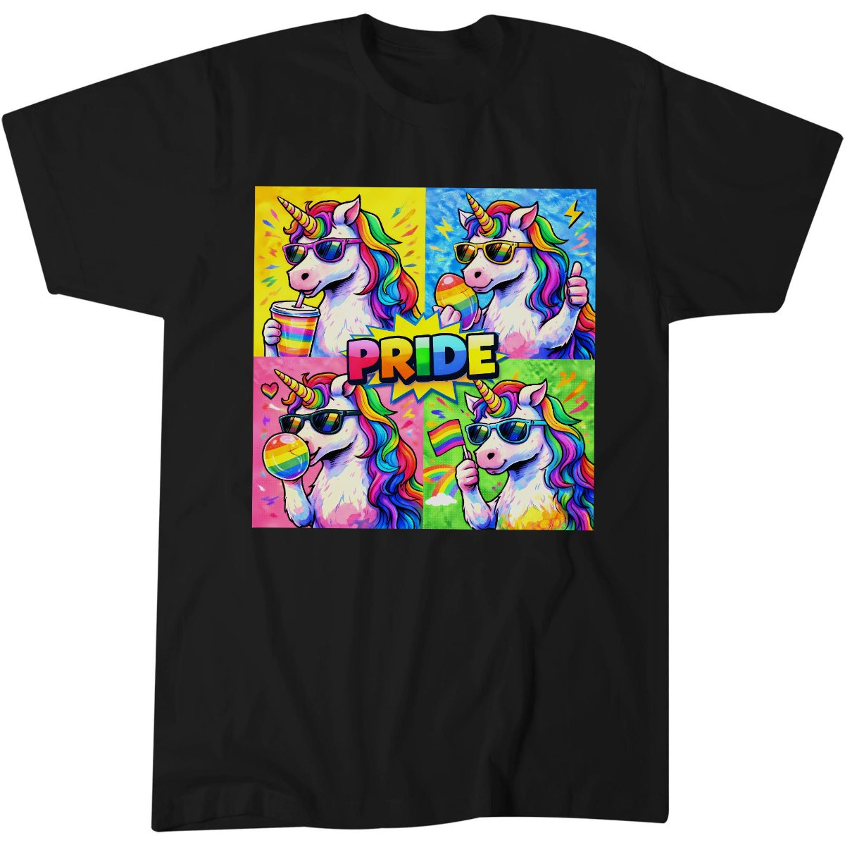 Unicorn Pride Fun Colourful Pop Art LGBTQ Gay Pride T-Shirt