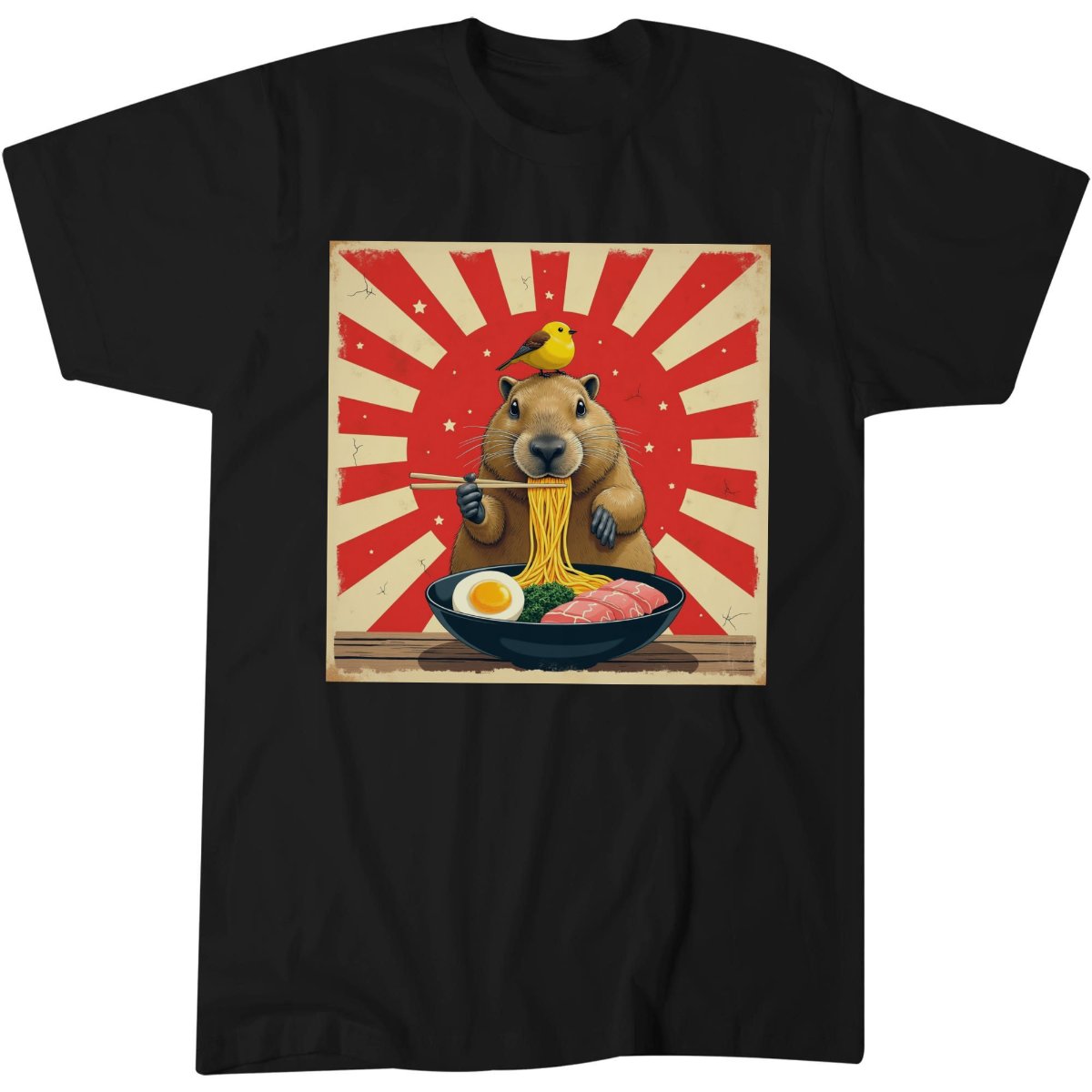Capybara Noodle Bowl Shirt, Japanese Food Lover Gift Tee, Cute Animal T-Shirt
