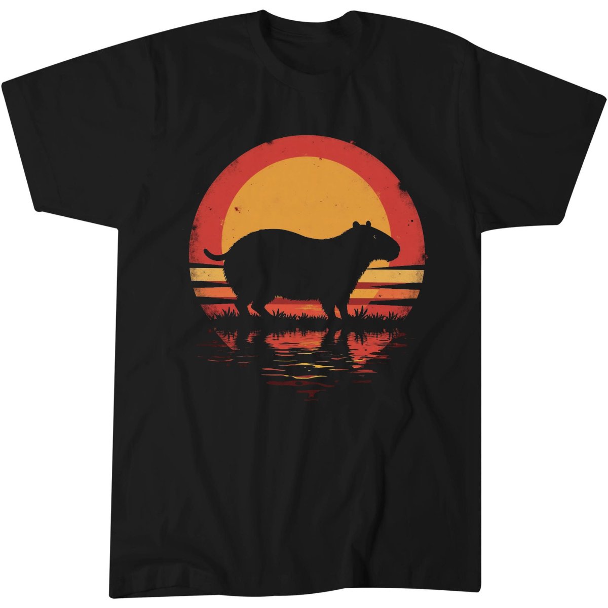 Capybara Silhouette Shirt, Animal Lover Gift Tee, Retro Grunge T-Shirt