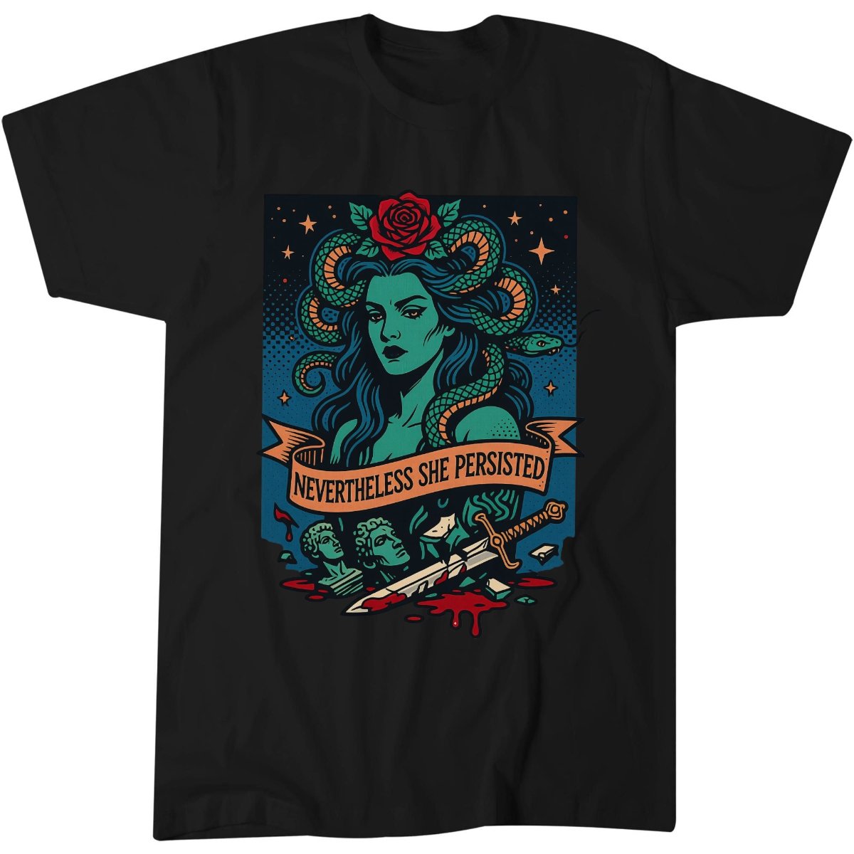 Unbowed Skull Shirt, Gothic Tattoo Fan Gift Tee, Fierce T-Shirt