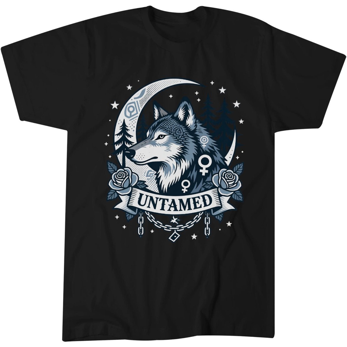 Untamed Wold Shirt, Gothic Tattoo Fan Gift Tee, Fierce T-Shirt