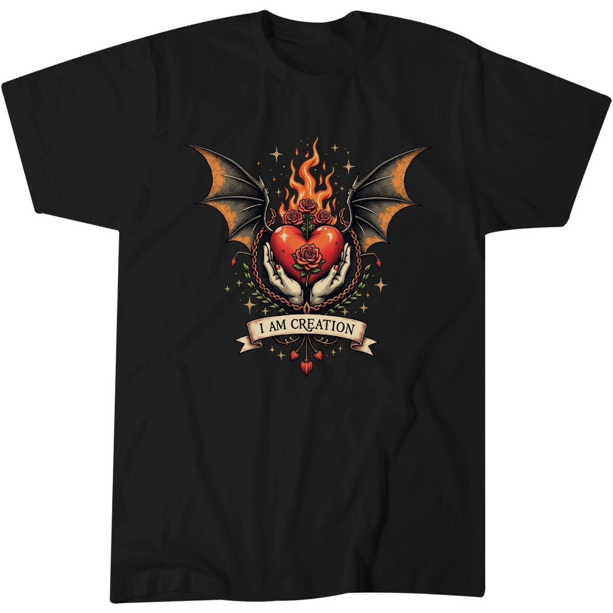 I Am Creation Shirt, Gothic Tattoo Fan Gift Tee, Fierce Symbolic T-Shirt