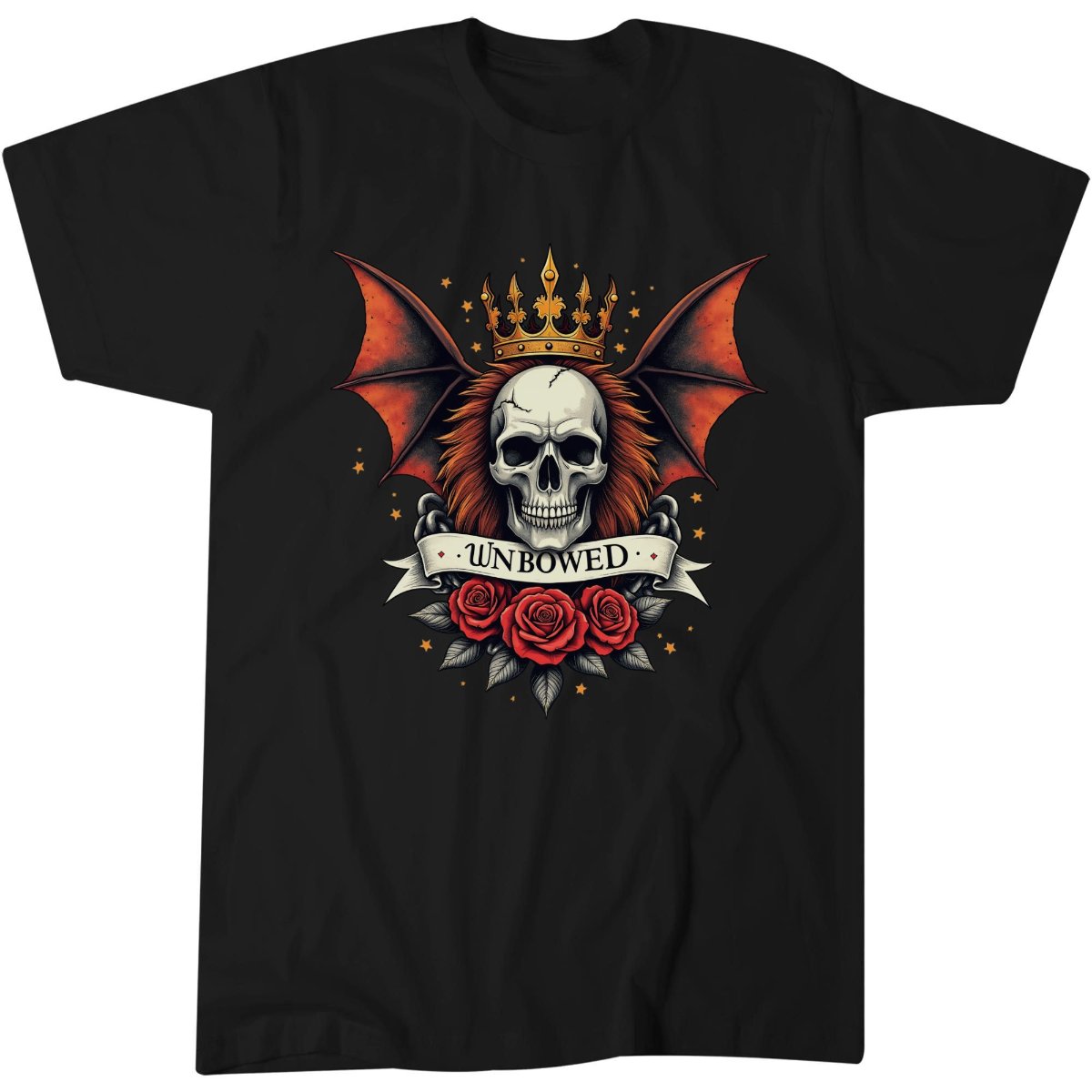 Unbowed Skull Lioness Shirt, Gothic Tattoo Fan Gift Tee, Fierce T-Shirt