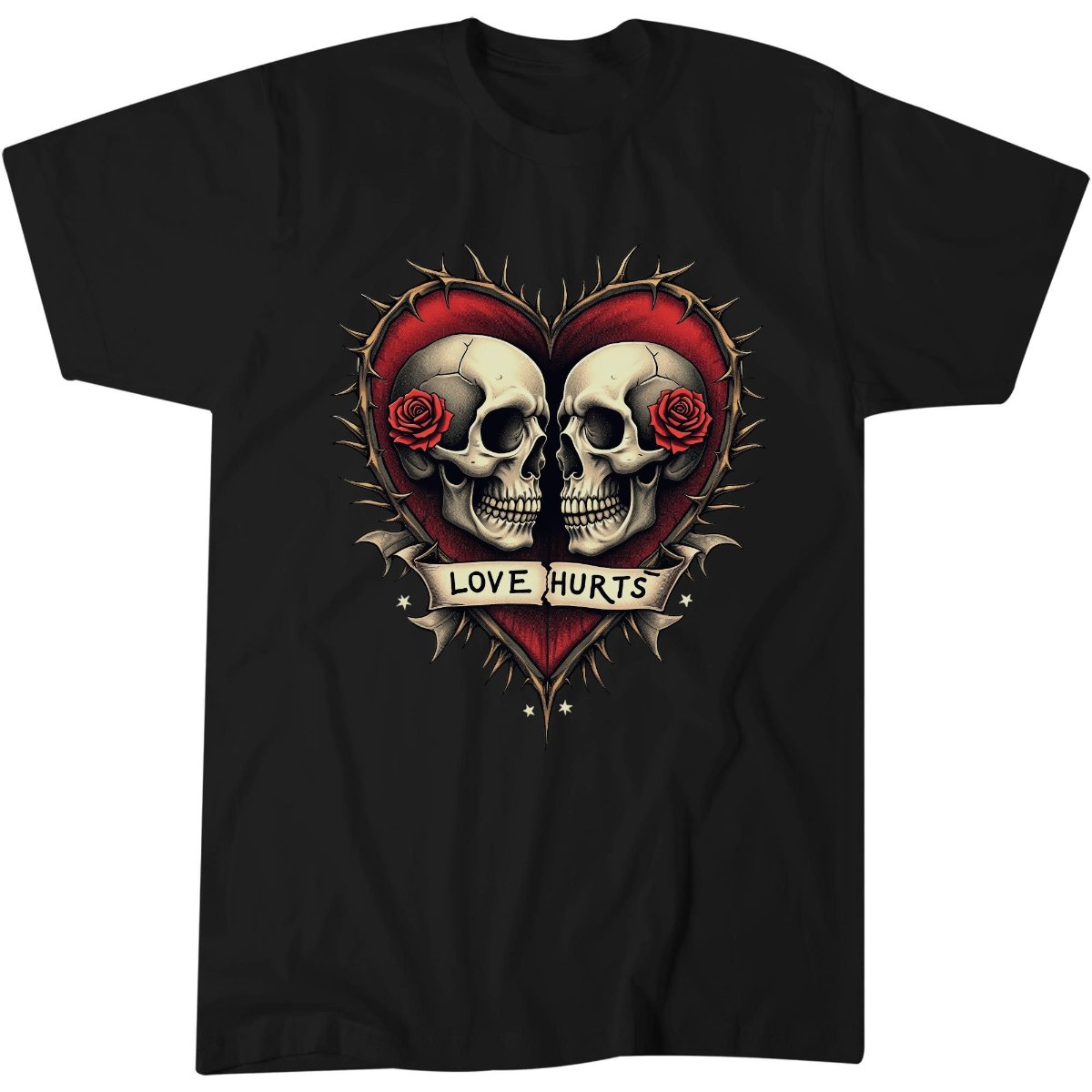 Love Hurts Shirt, Gothic Tattoo Lover Gift Tee, Dark Heart T-Shirt