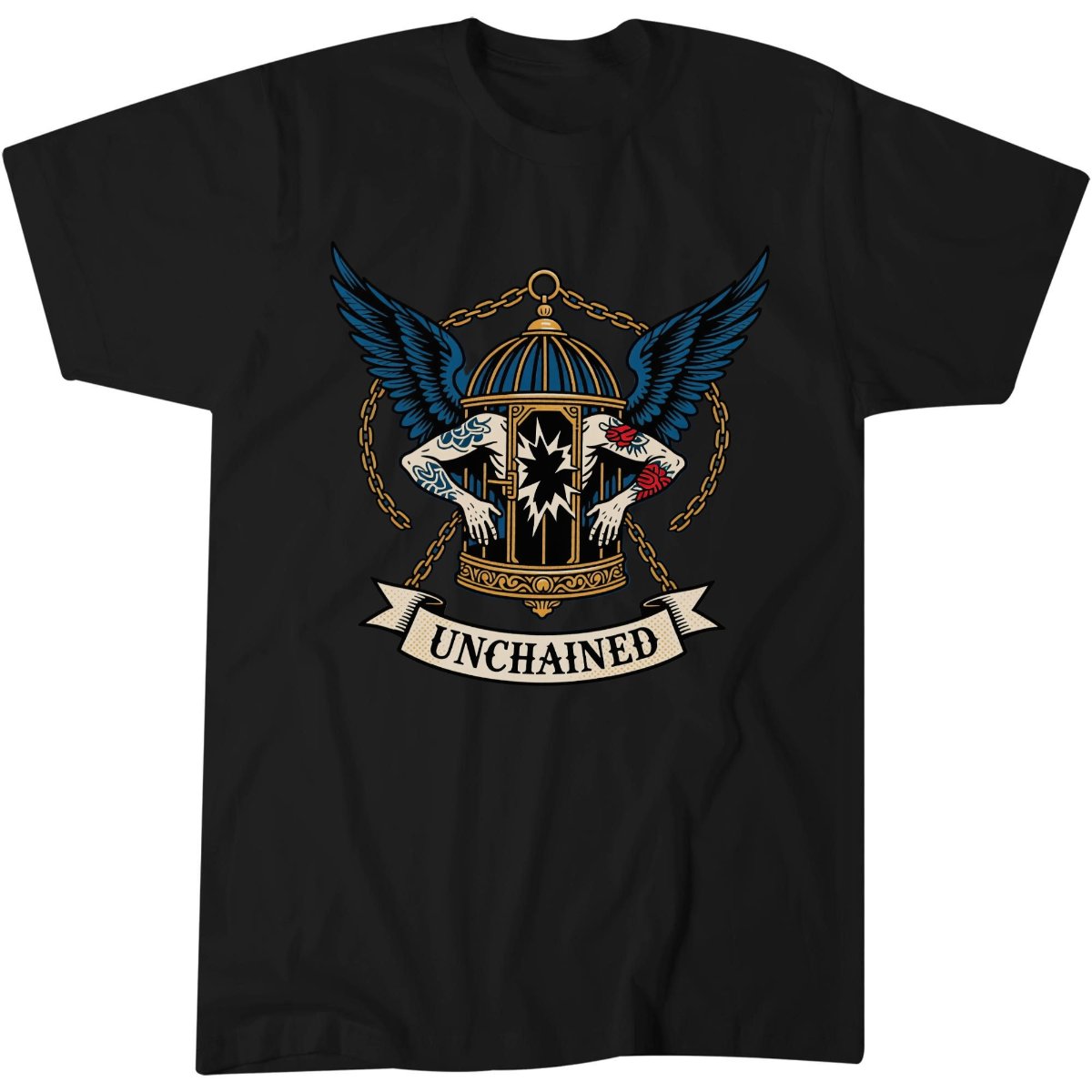 Unchained Shirt, Gothic Tattoo Fan Gift Tee, Fierce Unbowed T-Shirt