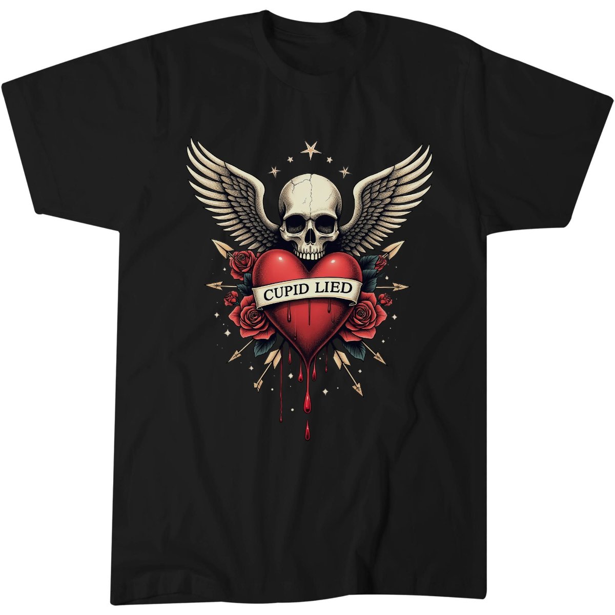 Cupid Lied Shirt, Gothic Tattoo Fan Gift Tee, Dark Romantic T-Shirt