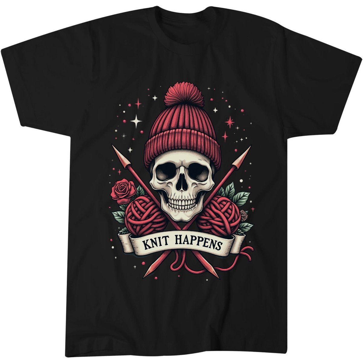 Knit Happens Shirt, Pub Lover Gift Idea Birthday Gift Tee, Cozy Goth T-Shirt
