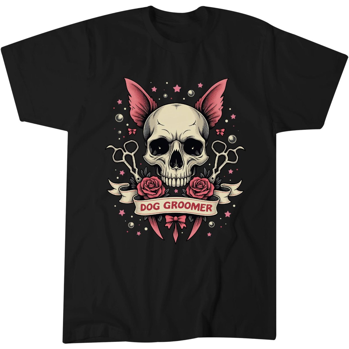 Dog Groomer Skull Shirt, Pub Lover Dog Mom Gift Tee, Dark Gothic T-Shirt