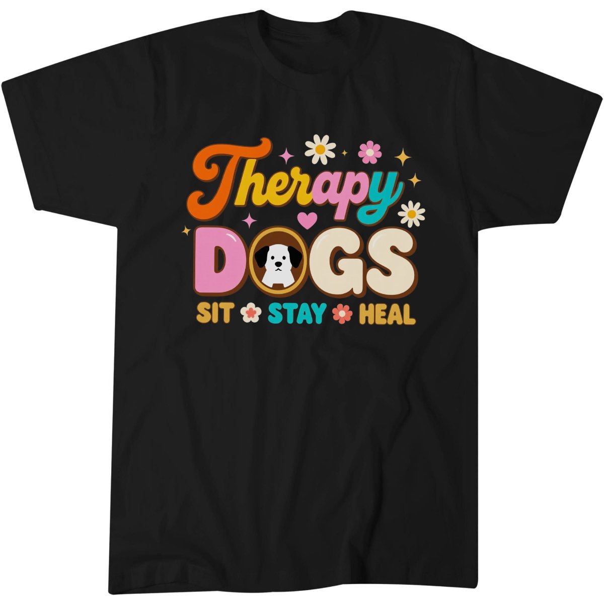 Therapy Dogs Shirt, Therapy Dog Owner Gift Idea Tee, Retro 70s Pet Lover T-Shirt